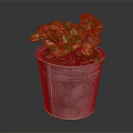 Colorful Variegated Indoor Plant With Green Red Yellow Leaves In Galvanized Metal Pot