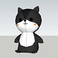 Cute Black And White Cat Shaped Plush Doll With Orange Cheeks And Cartoon Design