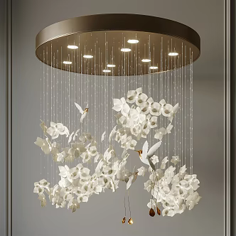 New Chinese Chandelier Flower and Bird Chandelier 3d model