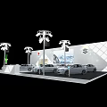 Suzuki Car Exhibition Booth With White Structure Lighting And Models 3d model