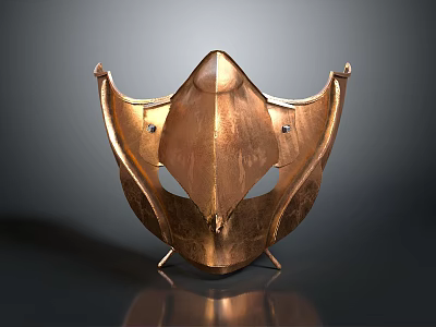 Ancient Mythical Warrior Copper Winged Helmet With Dragon Inspired Face Mask 3d model