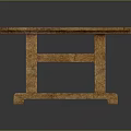 Rustic Handcrafted Wooden Table With Red Tabletop And Cross Leg Design