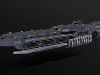 Futuristic Advanced Fighter Jet With Black Exterior Orange Accents And Powerful Engines 3d model