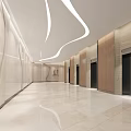 Modern Elevator Hallway With Marble Walls Sleek Floor And Metallic Doors