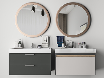 Modern sink bathroom cabinet combination 3d model