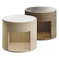 Modern Wooden Bedside Tables Featuring Cylindrical Design Open Shelf And Light Dark Wood Tones