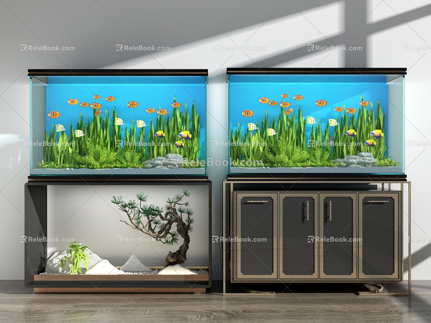 New Chinese Fish Tank Fish Tank Combination 3d model