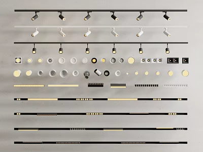Various Styles Downlights and Spotlights with Different Sizes and Color Options 3d model