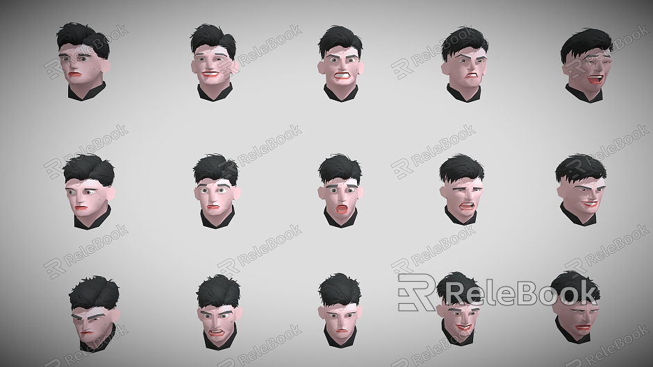 Low Polygon Man Dummy Emotional Headstyle Hairstyle Wig Cartoon Man Cartoon Man Stylized Man model