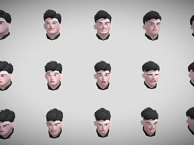 Male Portraits Collection Featuring Various Facial Expressions And Head Shots 3d model