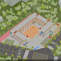 Modern School Building Complex With Central Playground And Surrounding Greenery 3d model