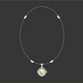 Elegant Necklace with Black Chain White Beads and Central Yellow Pendant