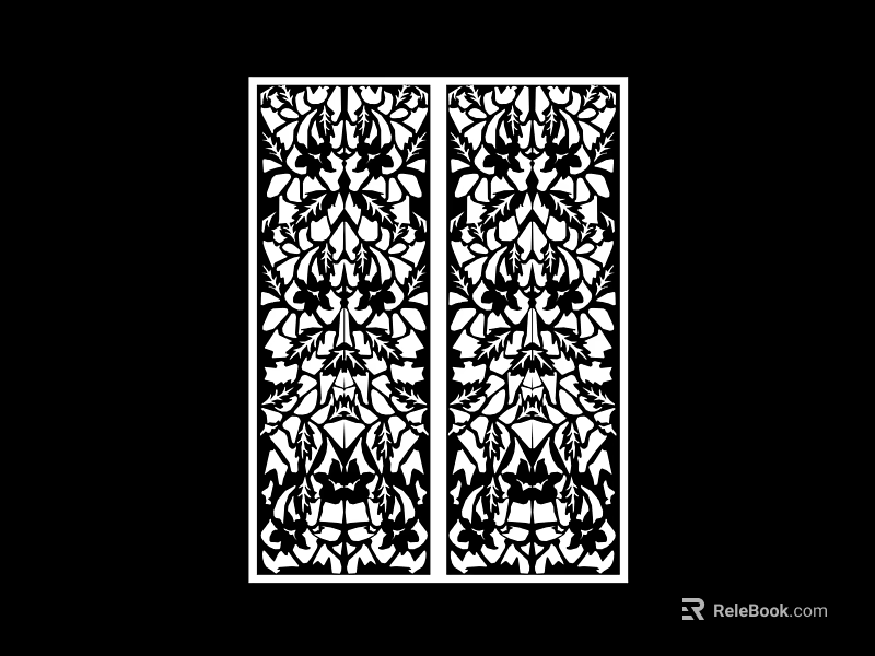 Elegant Decorative Room Dividers With Intricate Floral Patterns For Interior Space 3d model 