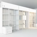 Modern White Display Shelves With Multiple Layers For Shoe Showcase And Digital Screen 3d model