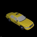 Bright Yellow Taxi Sedan With Roof Sign And Side Lettering Details