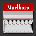 Marlboro Open Cigarette Pack With Filtered Cigarettes Inside 3d model