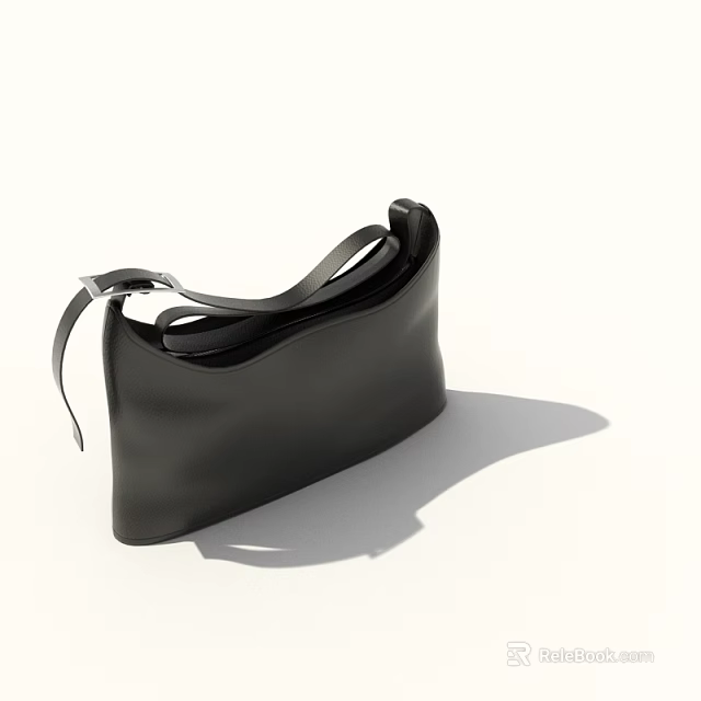 Black Leather Shoulder Bag With Adjustable Strap And Modern Stylish Design 3d model 