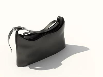 Black Leather Shoulder Bag With Adjustable Strap And Modern Stylish Design 3d model