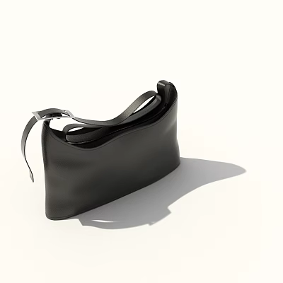 Black Leather Shoulder Bag With Adjustable Strap And Modern Stylish Design 3d model