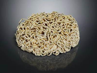 Dry Uncooked Instant Noodles With Round Shape And Coiled Texture 3d model