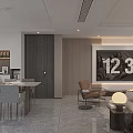 Modern Minimalist Open Living And Dining Room With Sleek Marble Floor And Elegant Furnishings