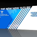 New Future Promotes The World Background Wall With Blue White Arrow Design And Text