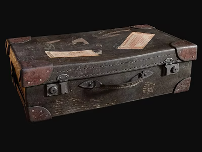 Vintage Leather Suitcase With Old Labels Metal Corners And Classic Design 3d model