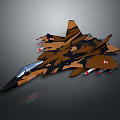 Military Fighter Jet With Brown Black Camouflage Paint And Missiles Under Wings