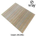 Modern Square Rug with Zigzag Pattern in Beige Blue Brown Tones 3d model