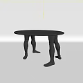Round Black Coffee Table With Human Like Leg Design For Modern Living Room