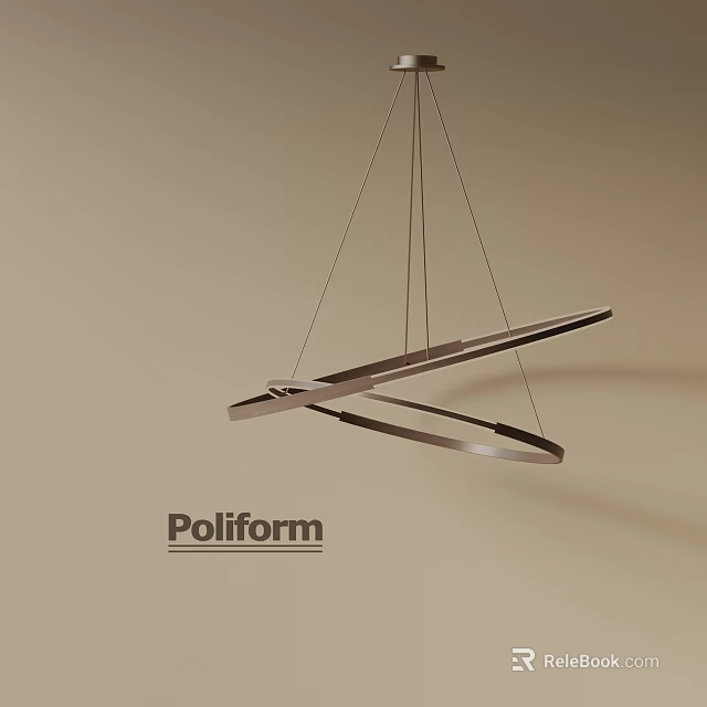 Modern Minimalist Poliform Chandelier With Sleek Circular Intersecting Metal Structure 3d model
