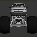 Rugged Off Road Terrain For Silver Monster Truck With Large Tires And Heavy Duty Build