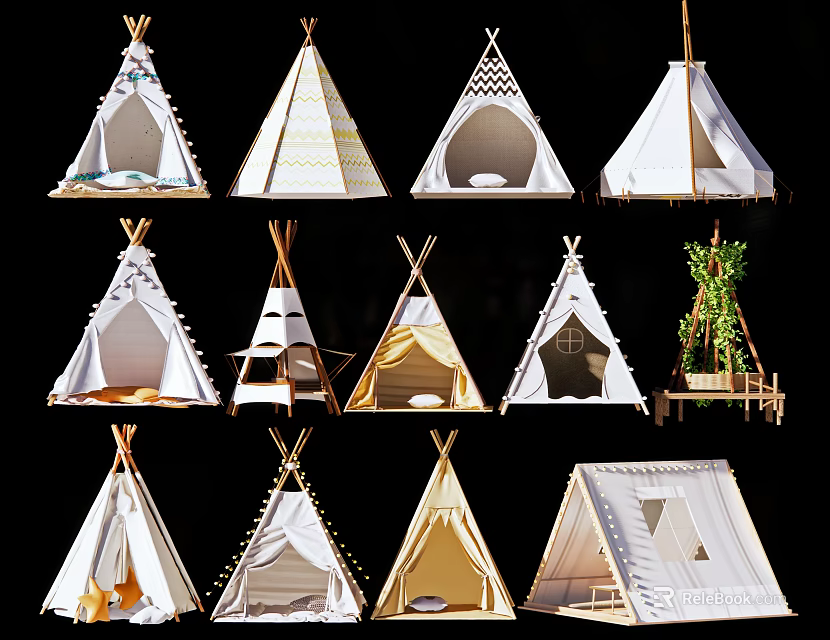 Outdoor Sunshade Tepees With Various Designs And Styles For Garden Camping Use 3d model 