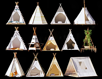 Outdoor Sunshade Tepees With Various Designs And Styles For Garden Camping Use 3d model