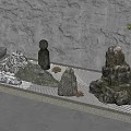 New Chinese style landscape sketch courtyard stone landscape ornaments combination 3d model