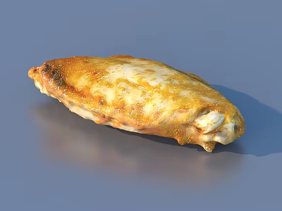 Golden Brown Crispy Grilled Chicken Wing With Juicy Tender Meat Texture 3d model