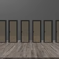 Modern Swing Doors With Dark Frames And Various Decorative Glass Patterns 3d model
