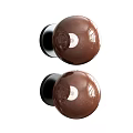 Pair of Brown Round Wall Lamps with Black Bases and Modern Design