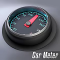 Two Vehicle Dashboard Gauges With Red Pointers Blue Backlight And Black Bezels 3d model