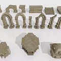 Classical Style Stone Architectural Components With Arches Columns And Plinths 3d model