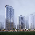 Modern High Rise Residential Buildings With Glass Facades And Surrounding Greenery
