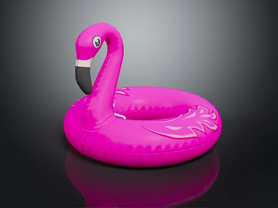 Pink Flamingo Shaped Inflatable Swim Ring for Summer Pool Water Activities 3d model