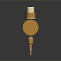 Elegant Golden Candle Holder With Round Disc Design And White Candle On Top