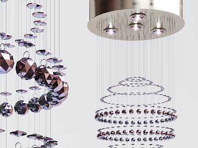 Elegant Crystal Chandelier With Hanging Crystal Elements And Layered Spiral Design 3d model