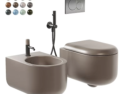 Modern Wall Mounted Toilet And Washbasin With Multiple Color Options 3d model