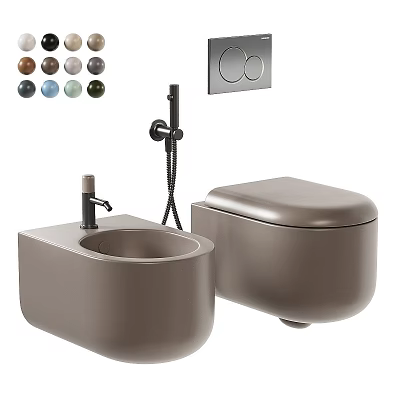 Modern Wall Mounted Toilet And Washbasin With Multiple Color Options 3d model
