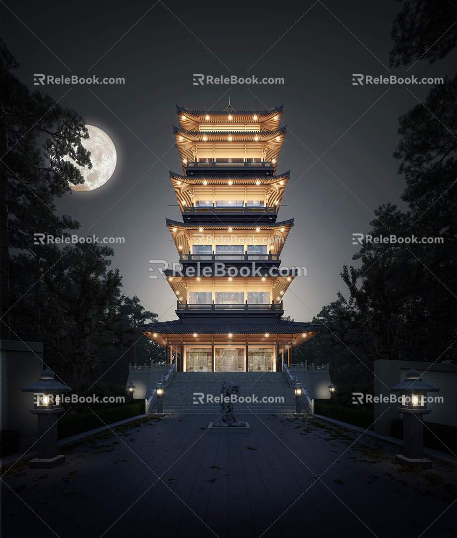 New Chinese Style Ancient Building of Tamu Pagoda 3d model