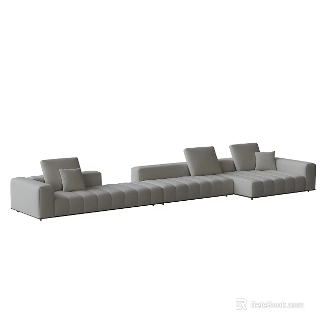 Modern Light Gray Sectional Sofa With Plush Cushions And Modular Design 3d model
