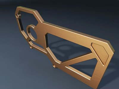 Golden Metal Modern Geometric Sculpture With Intricate Hollow Design And Abstract Structure 3d model