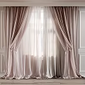 Elegant Soft Velvet Curtains With Sheer Layer For Modern Window Interior Design 3d model
